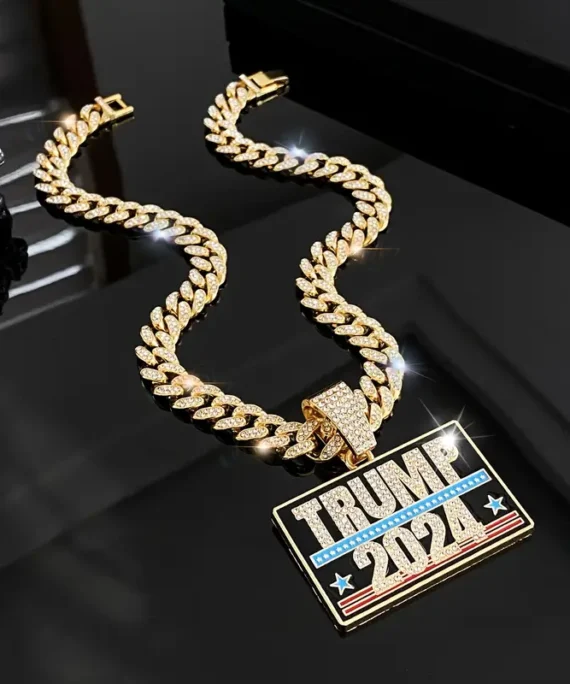 Hip Hop Iced Out Trump 2024 Pendant