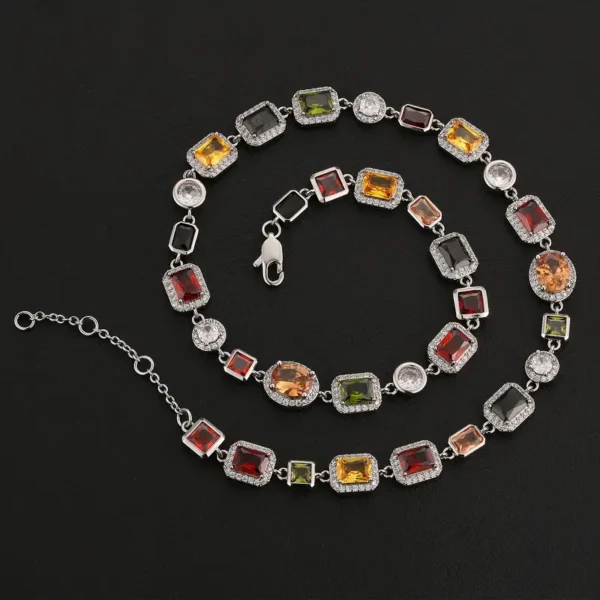 Colorful Zirconia Gemstone Chain Necklace