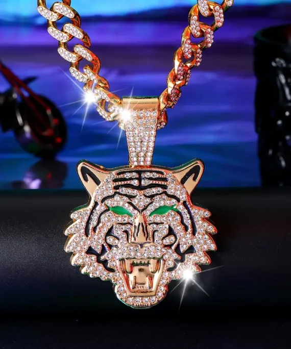 Hip Hop Iced Out Tiger Head Pendant