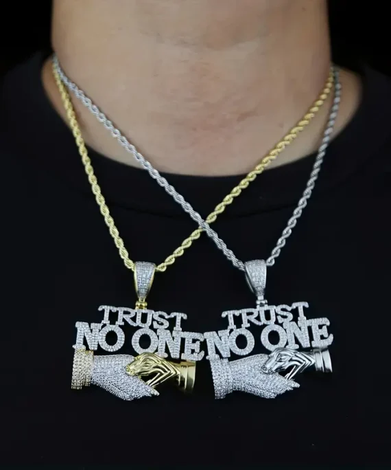 Hip Hop Iced Out CZ TRUST NO ONE Pendant