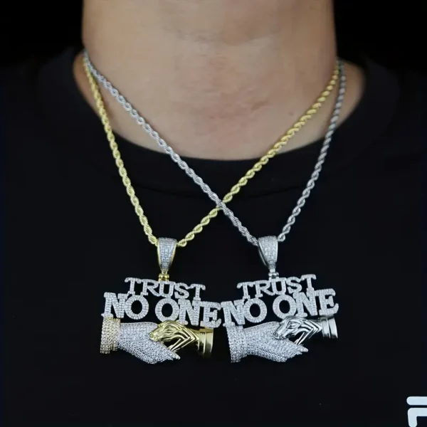 Hip Hop Iced Out CZ TRUST NO ONE Pendant