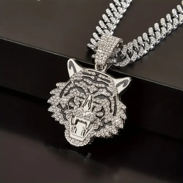 Hip Hop Iced Out Tiger Head Pendant