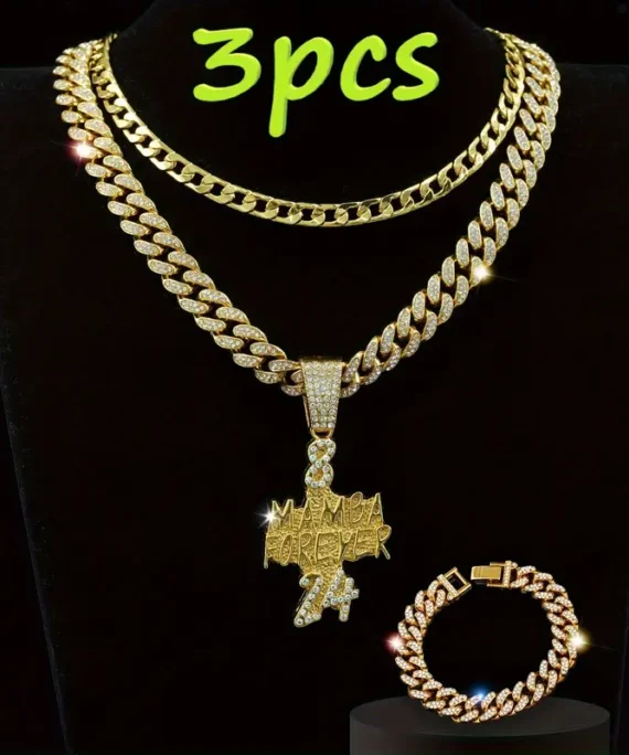 Hip Hop Iced Out Mamba Forever 24 Pendants Chain Set